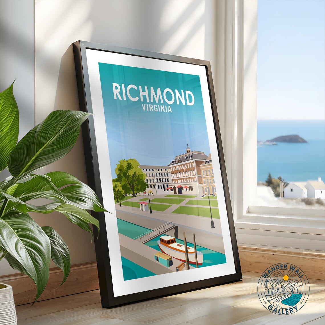 Richmond Virginia Canal Walk Historic Boats River Retro Travel Poster - Image 2