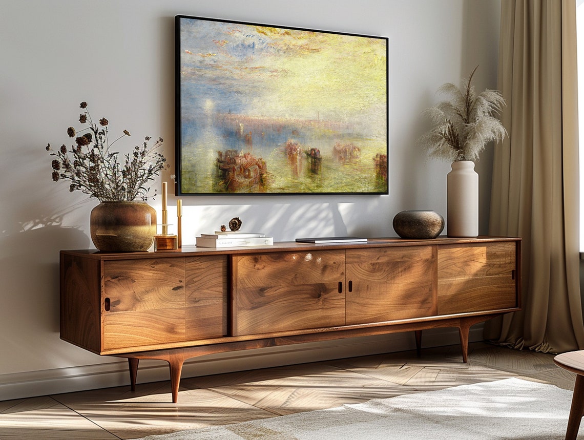 JMW Turner Approach to Venice Lagoon Golden Atmospheric Painting Print - Image 3