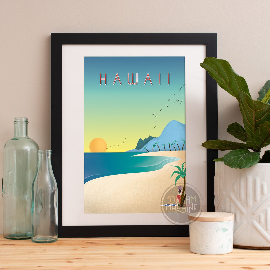 Hawaii Skyline Watercolor Art Print