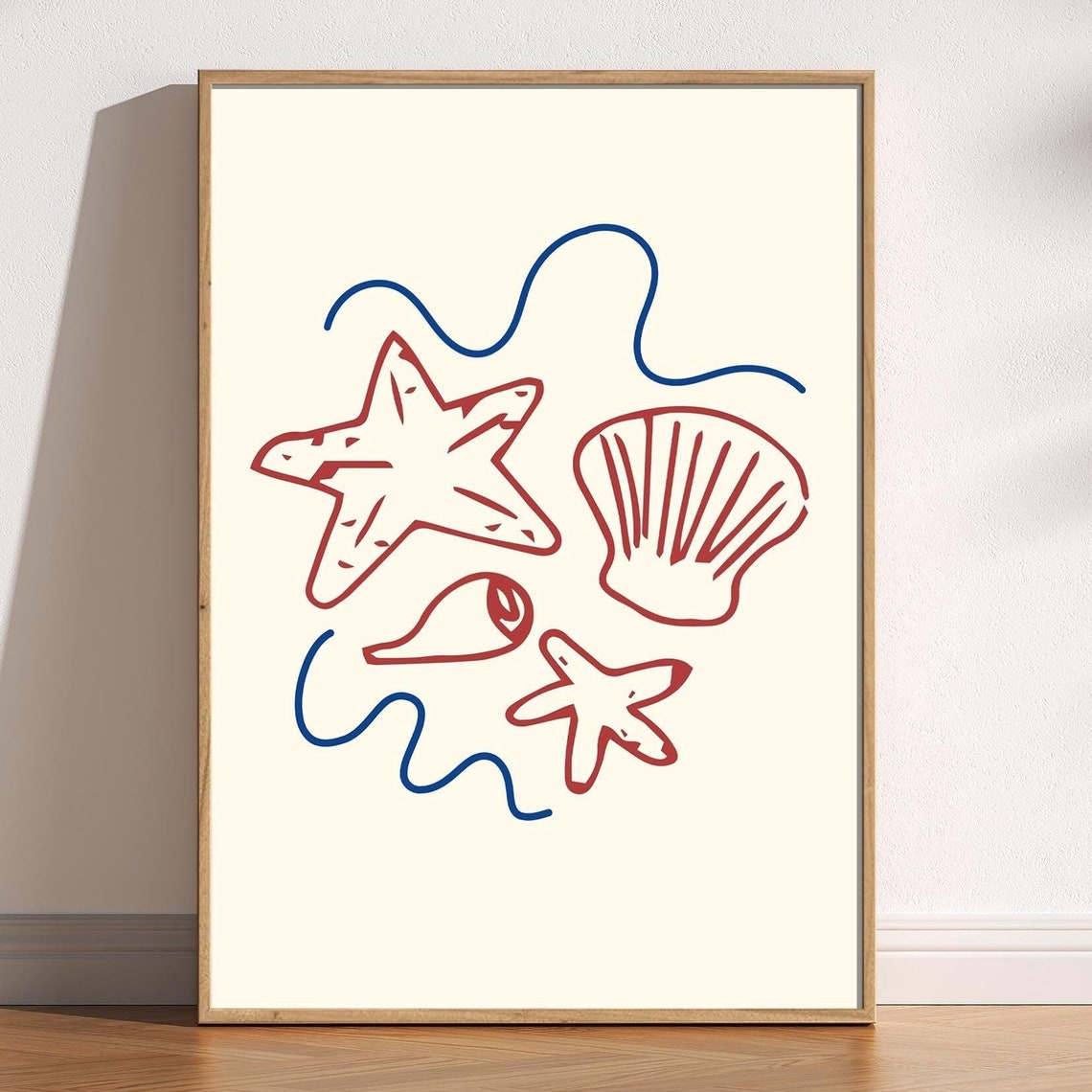 Sea Shells Coastal Minimalist Doodle Art Print