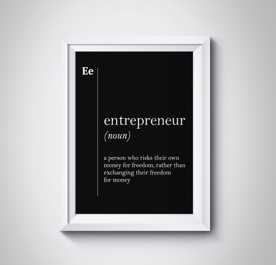 Entrepreneur Funny Dictionary Definition Bold Black Startup Poster