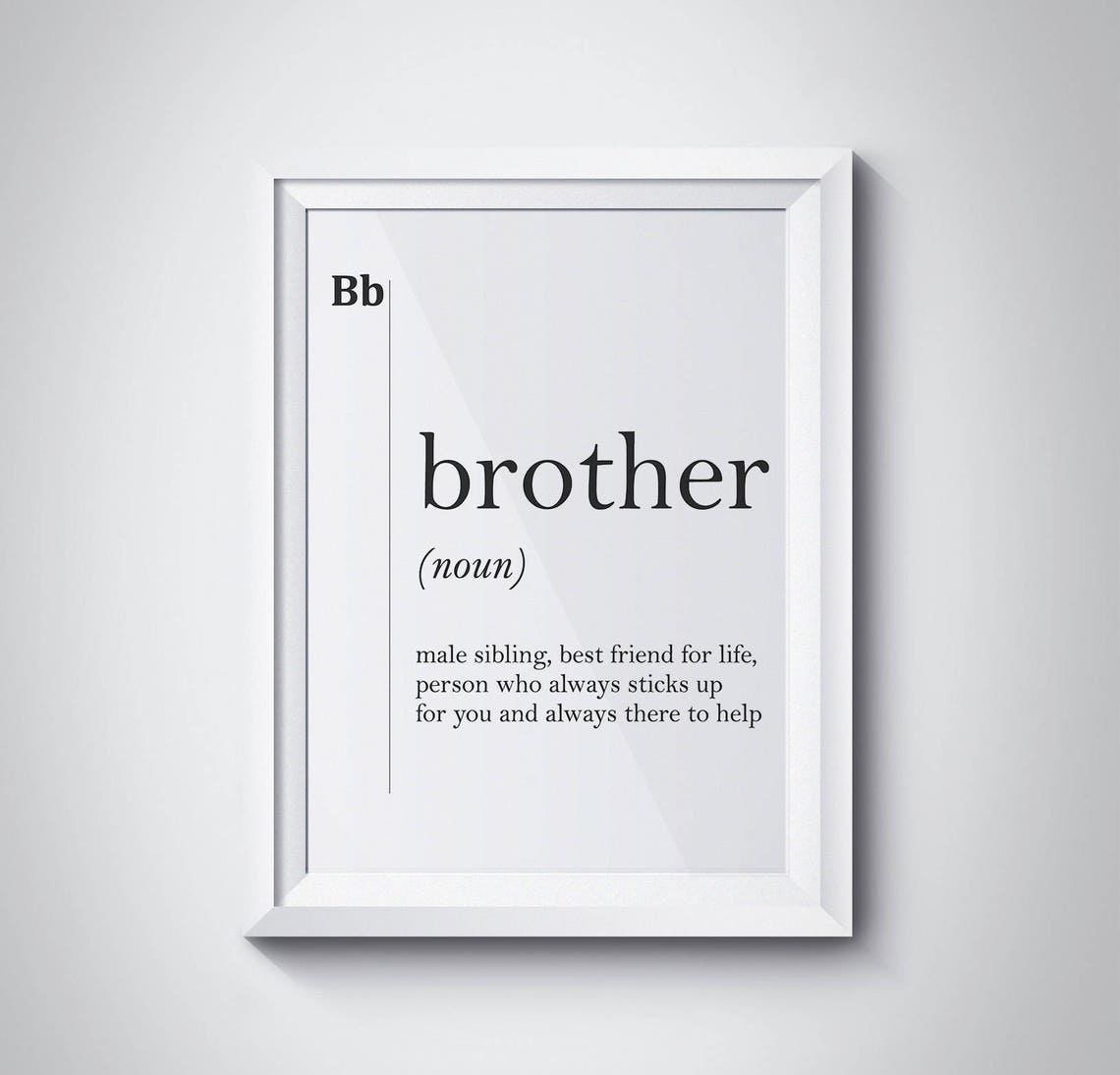 Funny Brother Definition Dictionary Wall Art Gift for Him Typography