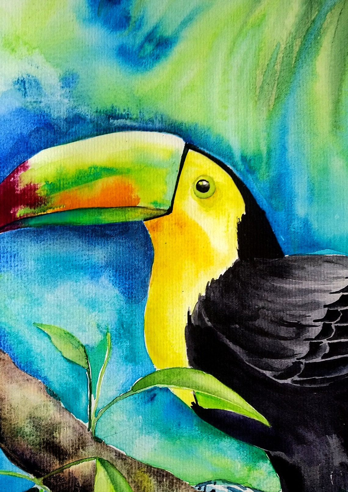 Toucan Painting Bird Of Paradise Watercolor Birds Bird Watcher Gifts Bird Lover Gift Tropical Wall Art Original Watercolor Painting - Image 3