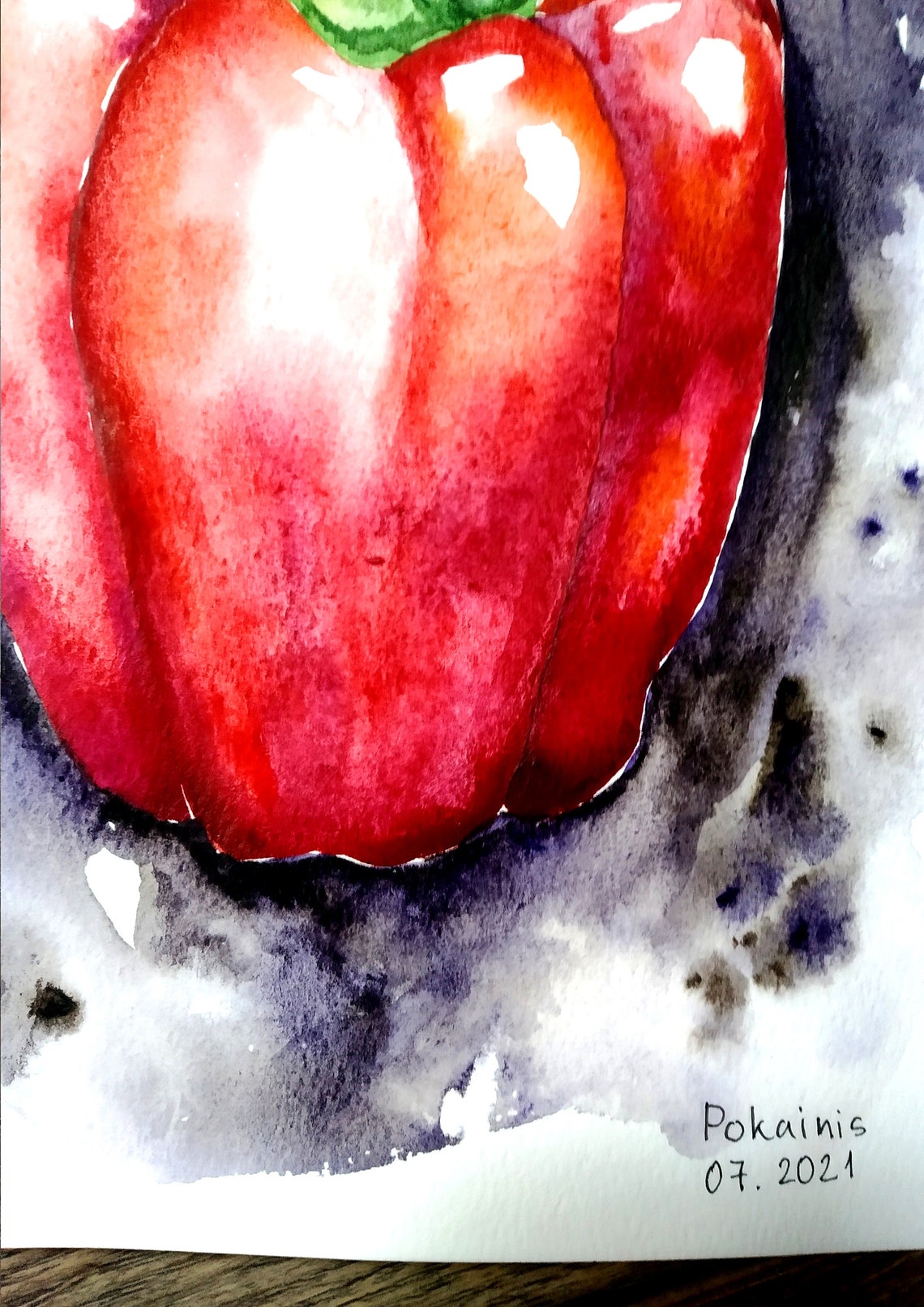 Red Bell Pepper Watercolor Vegetable Still Life Kitchen Poster - Image 5