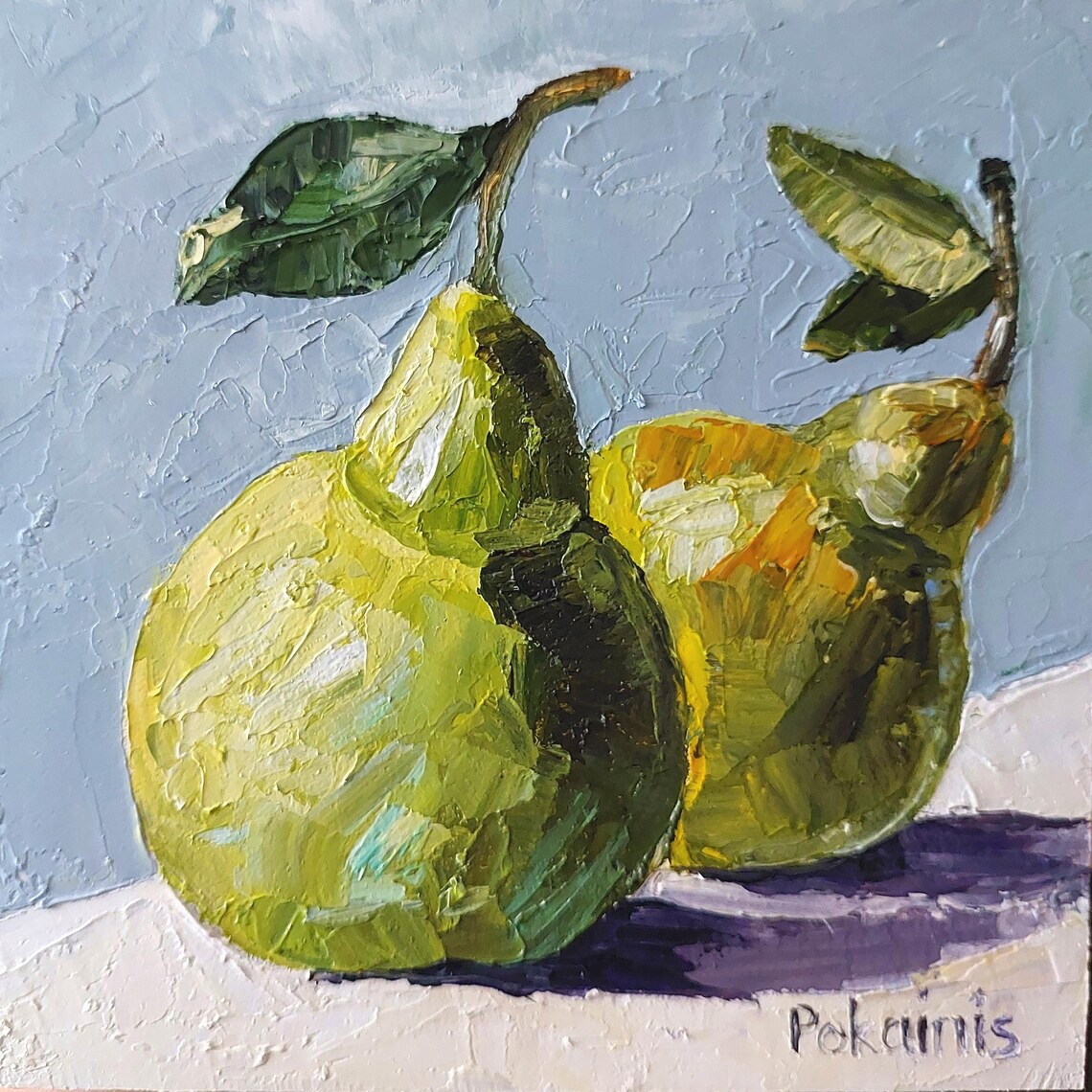 Pear Small Oil Painting Original Impasto Oil Artwork Garden Fine Art Food Original Painting Fruit Still Life Wall Art Kitchen Artwork - Image 5
