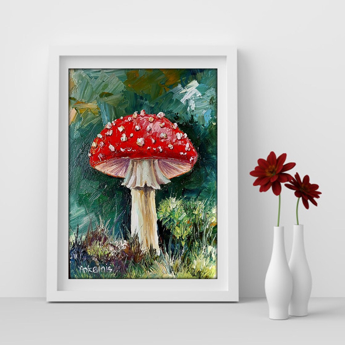 Fly Agaric Botanical Art Print, Impasto Mushrooms - Image 2