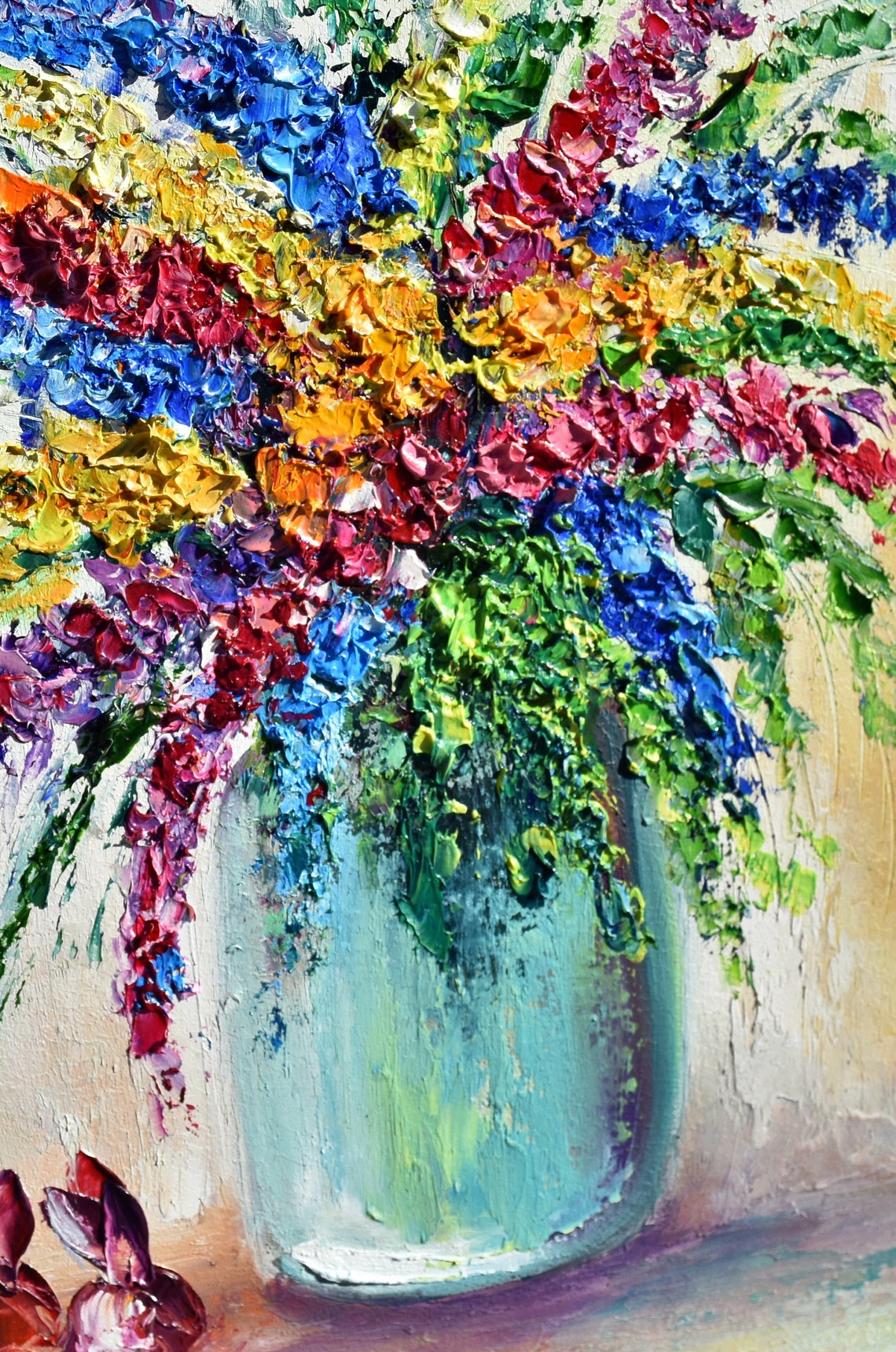 Meadow Painting Flowers Still Life Abstraction Flowers Impasto Oil Painting Painting Wild Flower Painting Abstract Flowers Painting Floral - Image 3