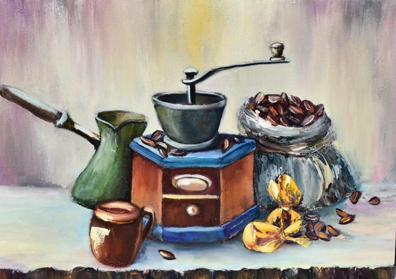 Coffee Art Still Life Kitchen Original Artwork Coffee Wall Art Drink Painting Cup Of Coffee Food Painting Still Life Painting Coffee Still