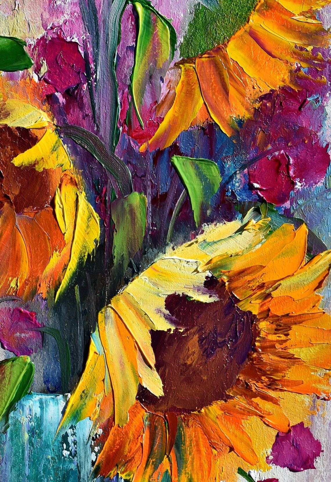 Sunflower Wall Art Sunflowers Painting Orange Flower Art Sunflowers Art Painting In Oil Original Art Sunflowers Flowers Floral Artwork - Image 2