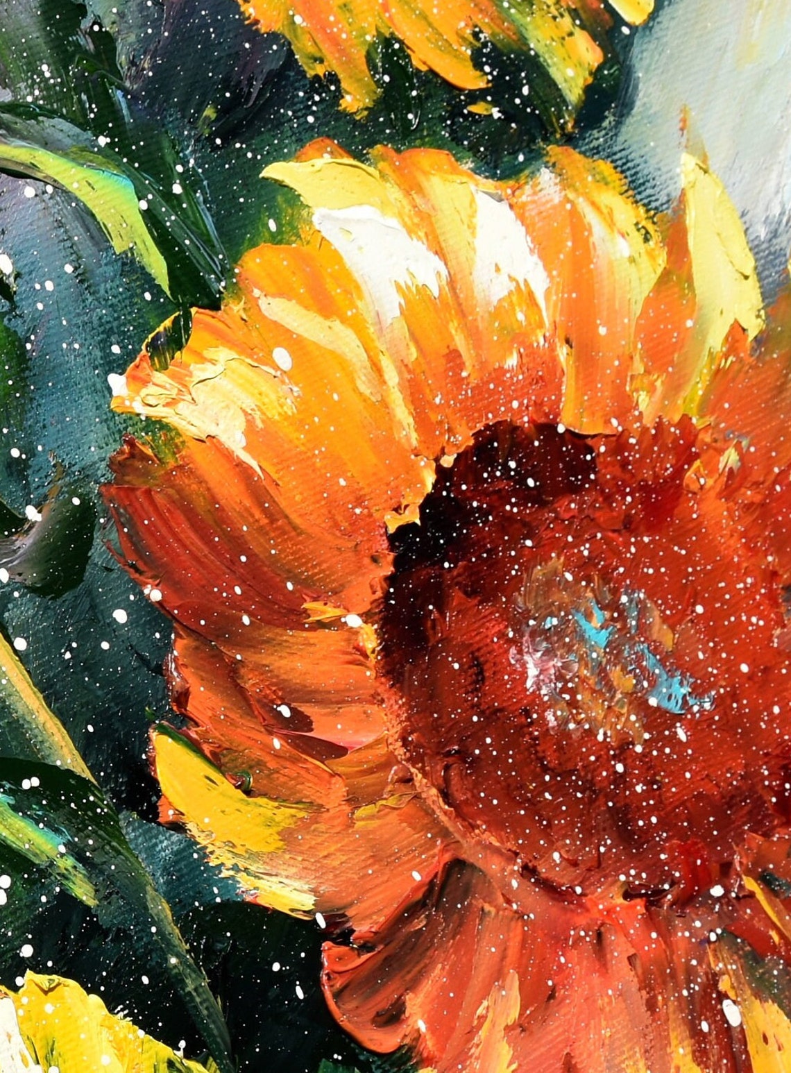 Sunflowers Painting Sunflower Fields Art Orange Flowers Colorful Artwork Original Painting Impasto Oil Painting Textured Wall Art Art Home - Image 4