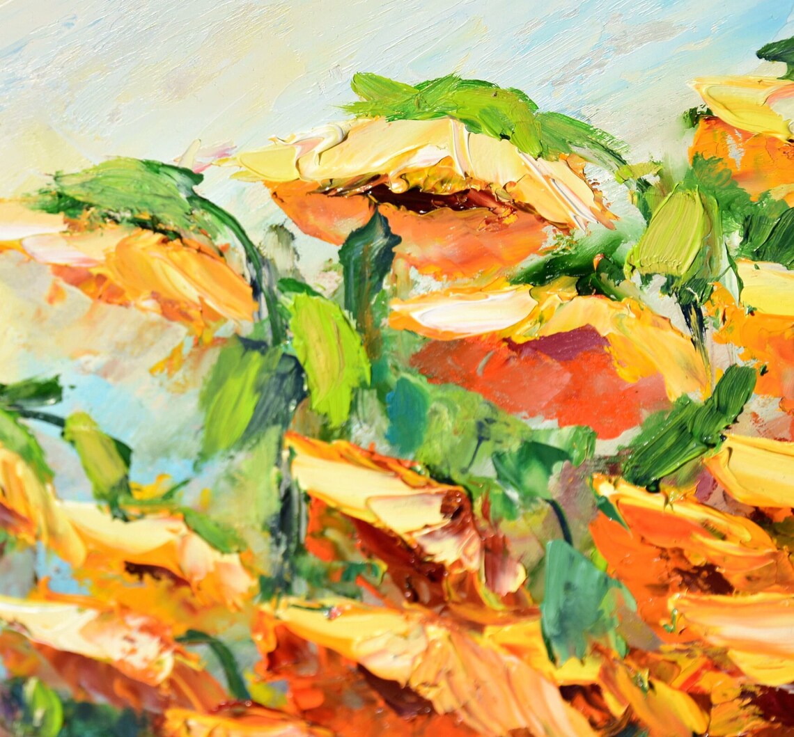 Woman In Purple Dress Walking Sunflower Field Oil Art Poster - Image 2