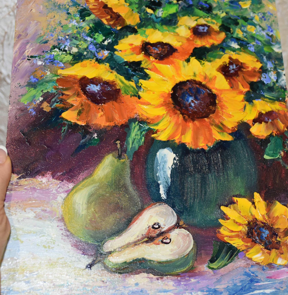 Sunflowers Painting Sunflowers Art Orange Flower Art Still Life Painting Sunflower Wall Art Impasto Oil Painting Palette Knife Art Painting - Image 4