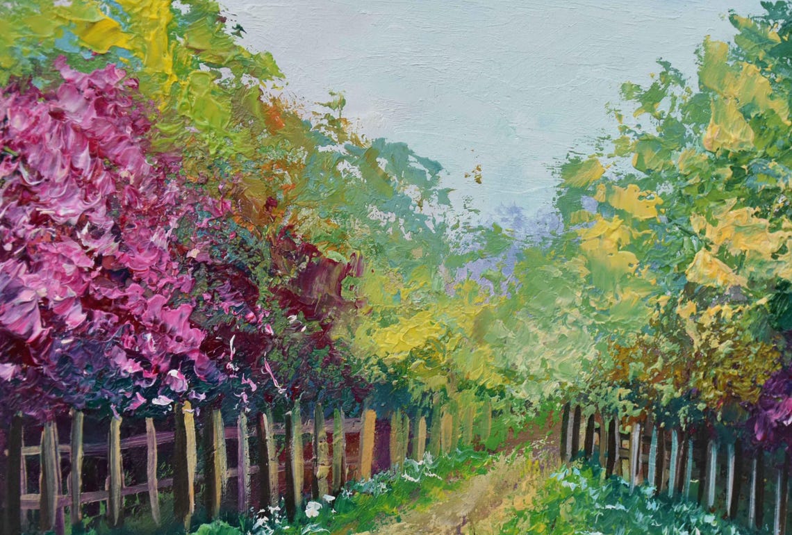 Summer Landscape Art Miniature Painting Floral Landscape Wildflowers Art Floral Artwork Landscape Original Colorful Painting Miniature Art - Image 4