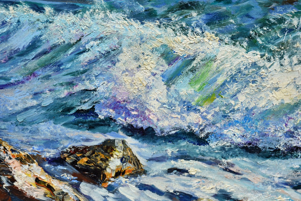 Sea Painting Landscape Painting Seascape Painting Summer Oil Painting Art Ocean Sunrise Art Mountain Landscape Tropical Painting Colorful - Image 2