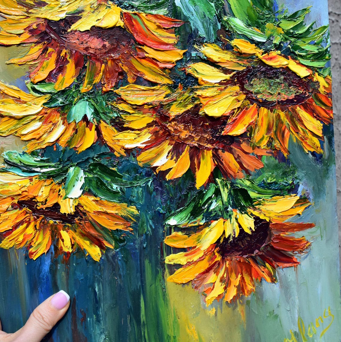 Sunflower Art Sunflowers Painting Yellow Flower Art Summer Landscape Art Impasto Painting Flower Impasto Painting In Oil Colorful Oil Art