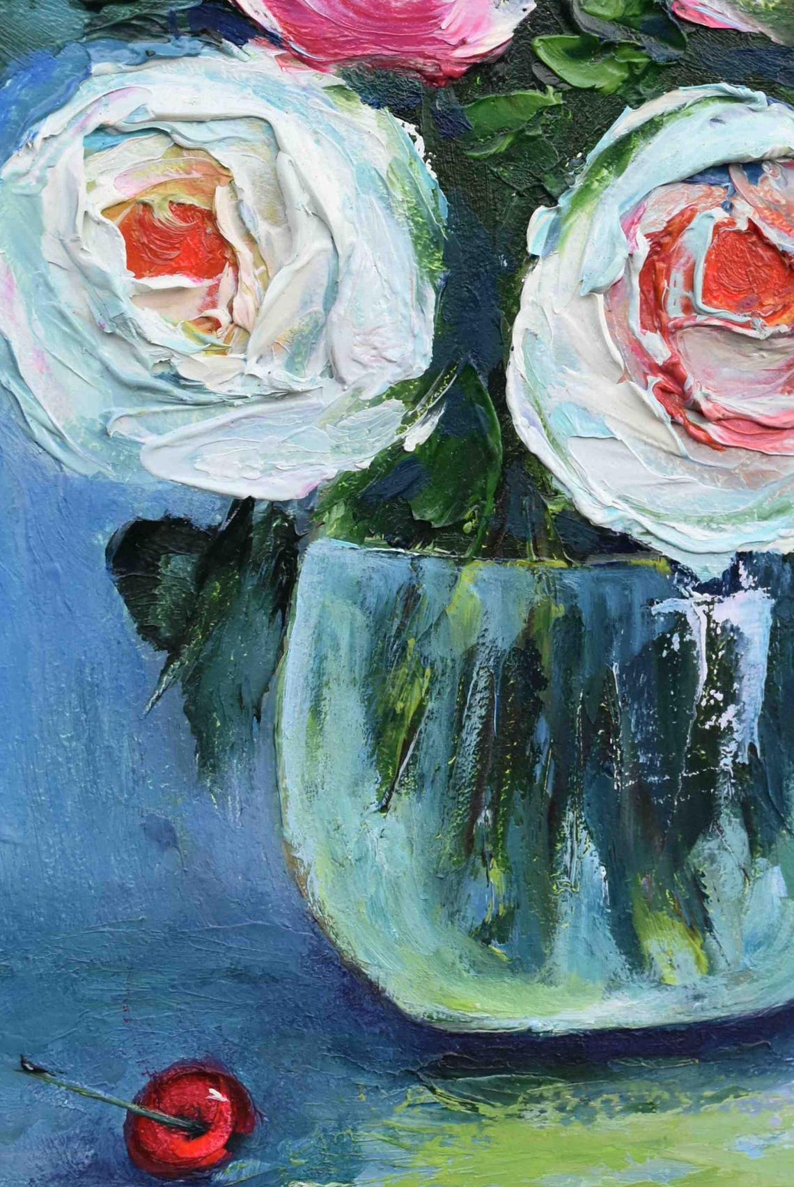 Rose Bouquet Still Life Painting Original Rose Painting Oil Roses Flowers Art Pink Flower Original Pink Flower Original Flower Artwork Roses - Image 4