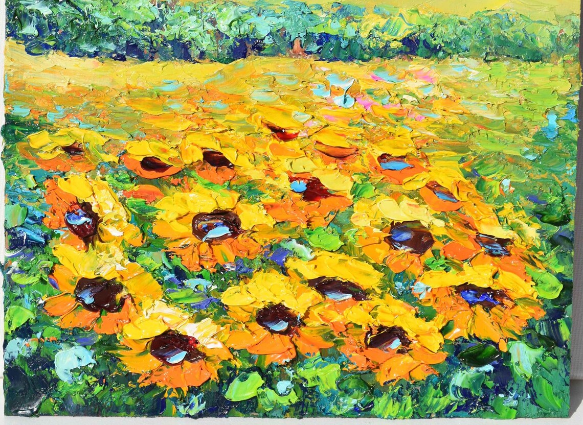 Sunflower Field At Sunset Golden Evening Landscape Art Poster - Image 5
