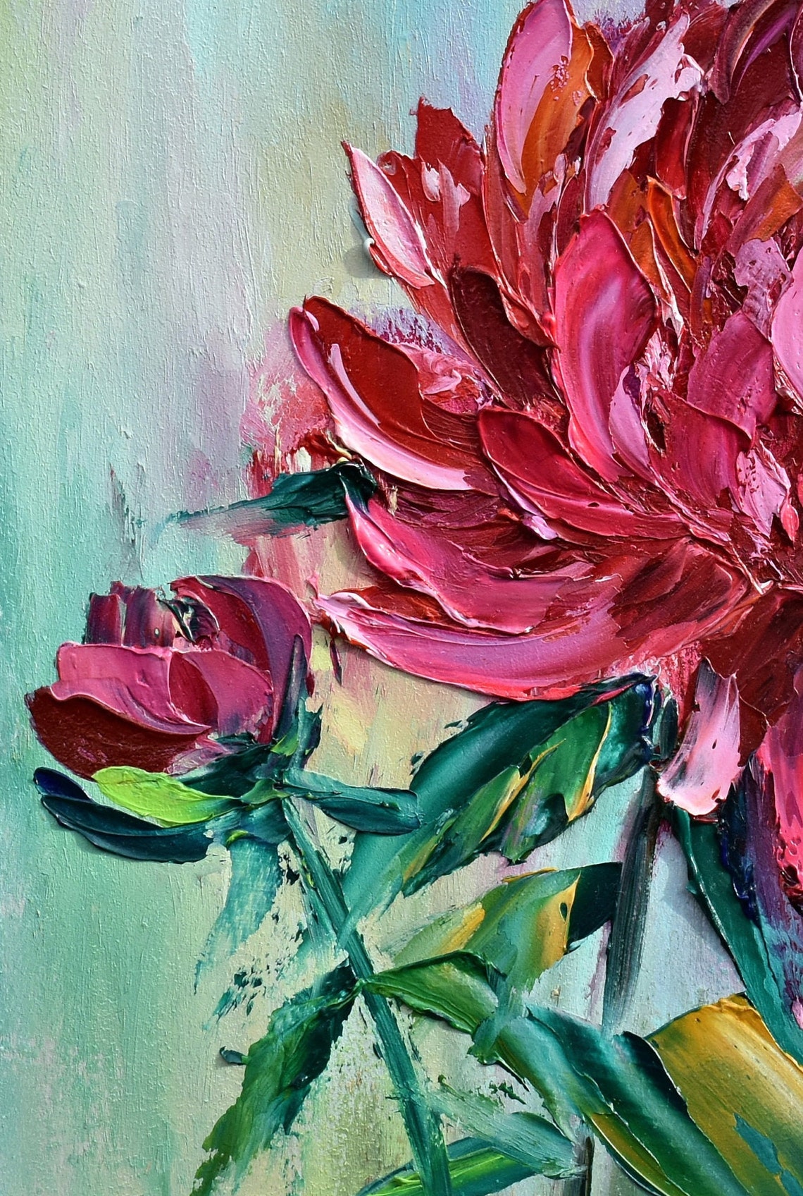 Pink Peony Painting Peony Oil Painting Peony Wall Art Impasto Painting Original Peony Art Painting In Oil Peony Art Floral Artwork Pink - Image 2