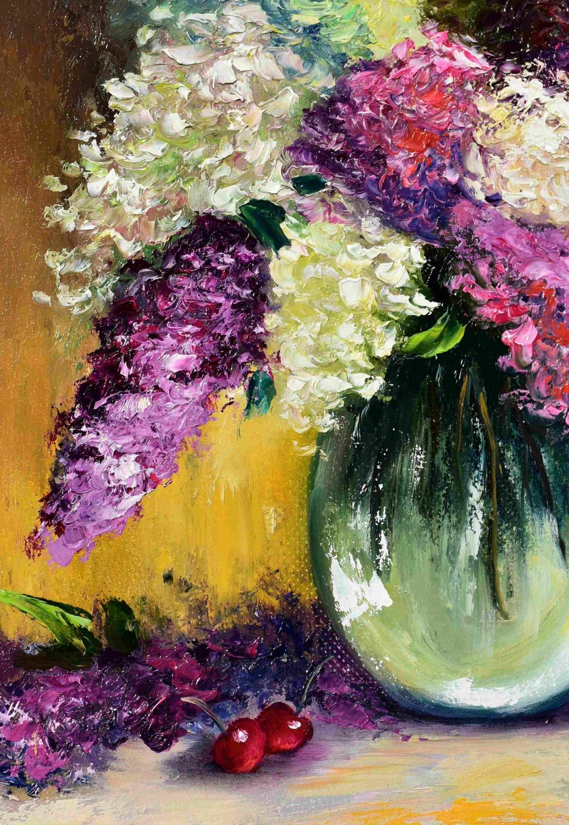 Spring Lilac Flowers Lilac Painting Still Life Painting Flower Painting Lilac Still Life Glass Vase Painting Lilac Flowers Purple Flowers - Image 2