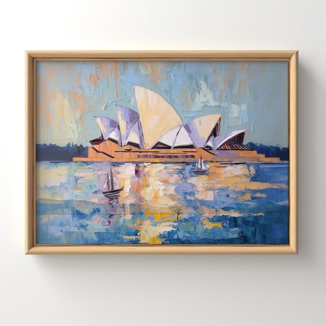 Sydney Opera House Harbor Sails Impressionist Oil Painting Poster
