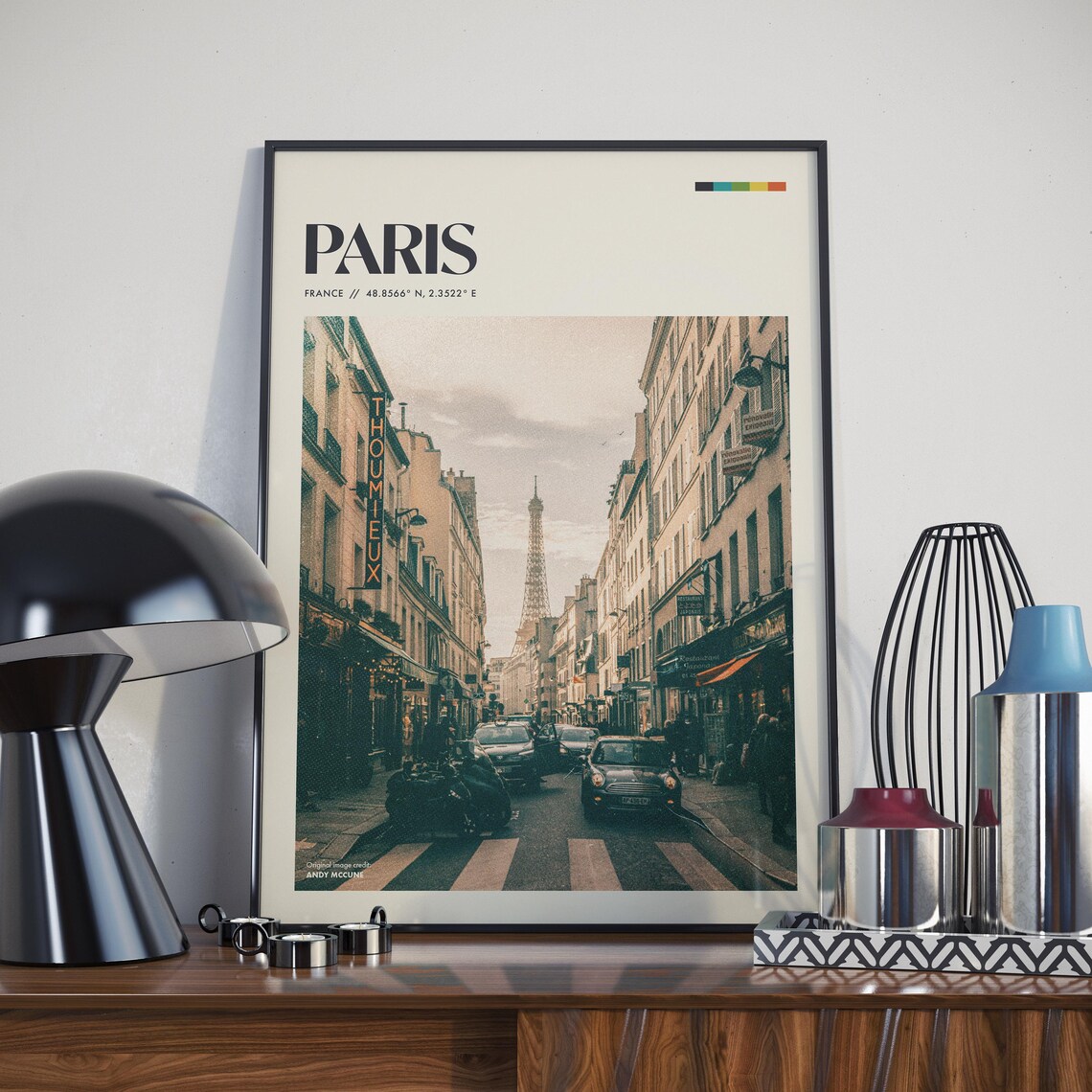 Paris Retro Poster Design, Vintage Travel Poster