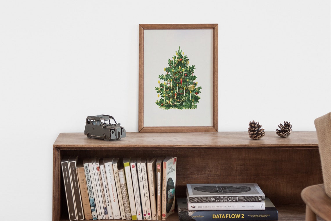 Christmas Tree Retro Vintage Christmas Art Print - Image 2