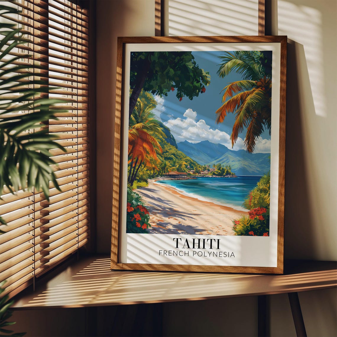 Tahiti French Polynesia Tropical Sandy Beach Palm Paradise Poster - Image 4