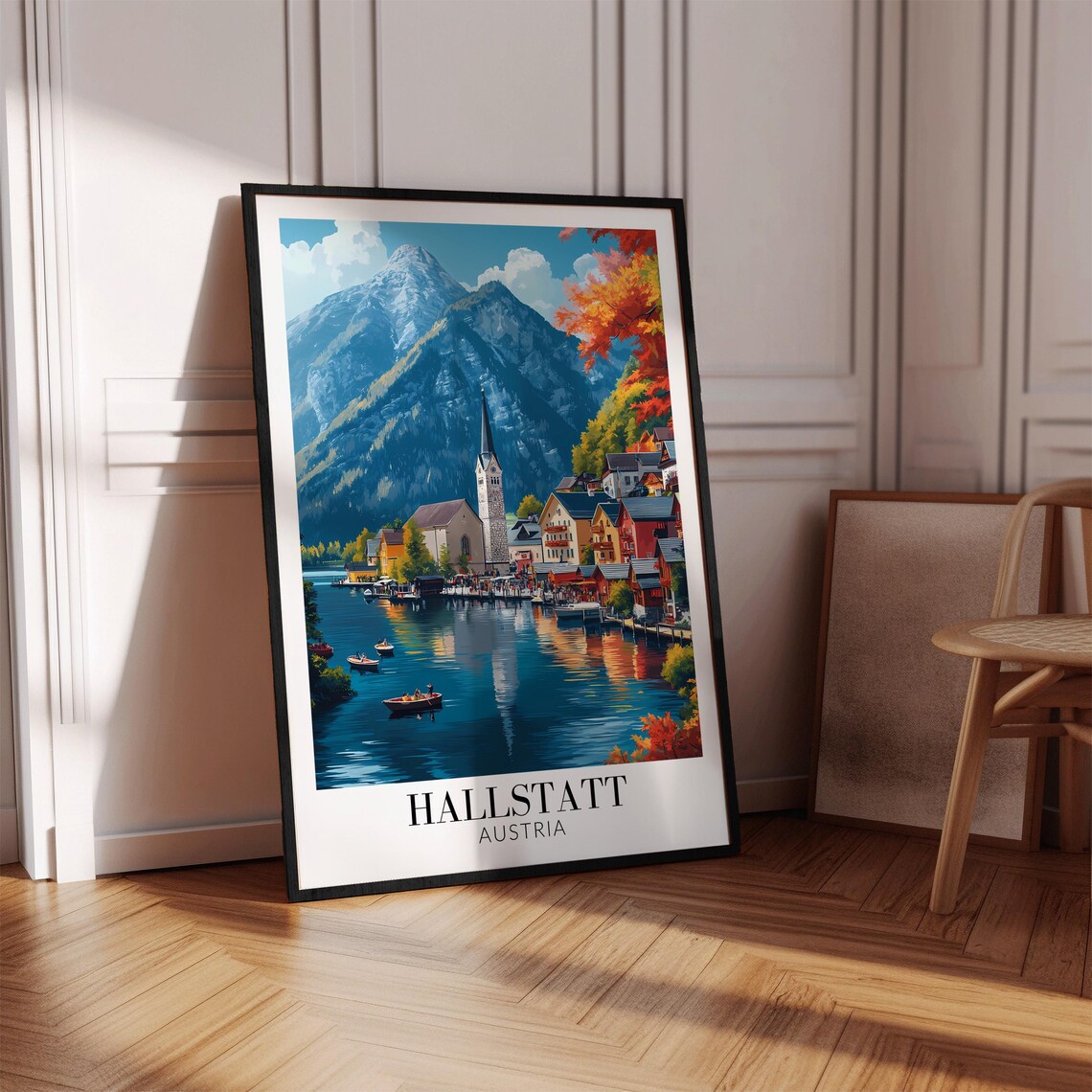 Hallstatt Austria Lakeside Village Poster with Church and Boats - Image 4