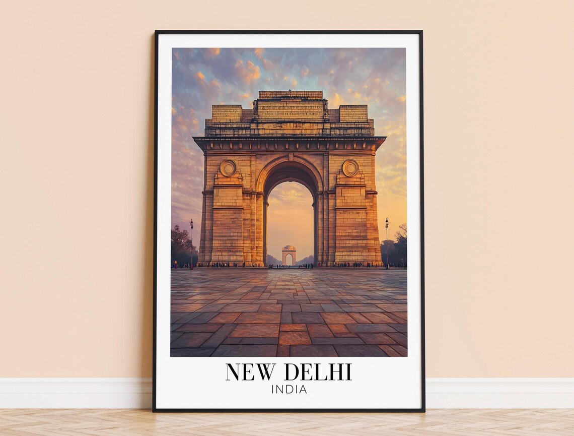 New Delhi India Gate Sunrise Memorial Arch Photography Poster