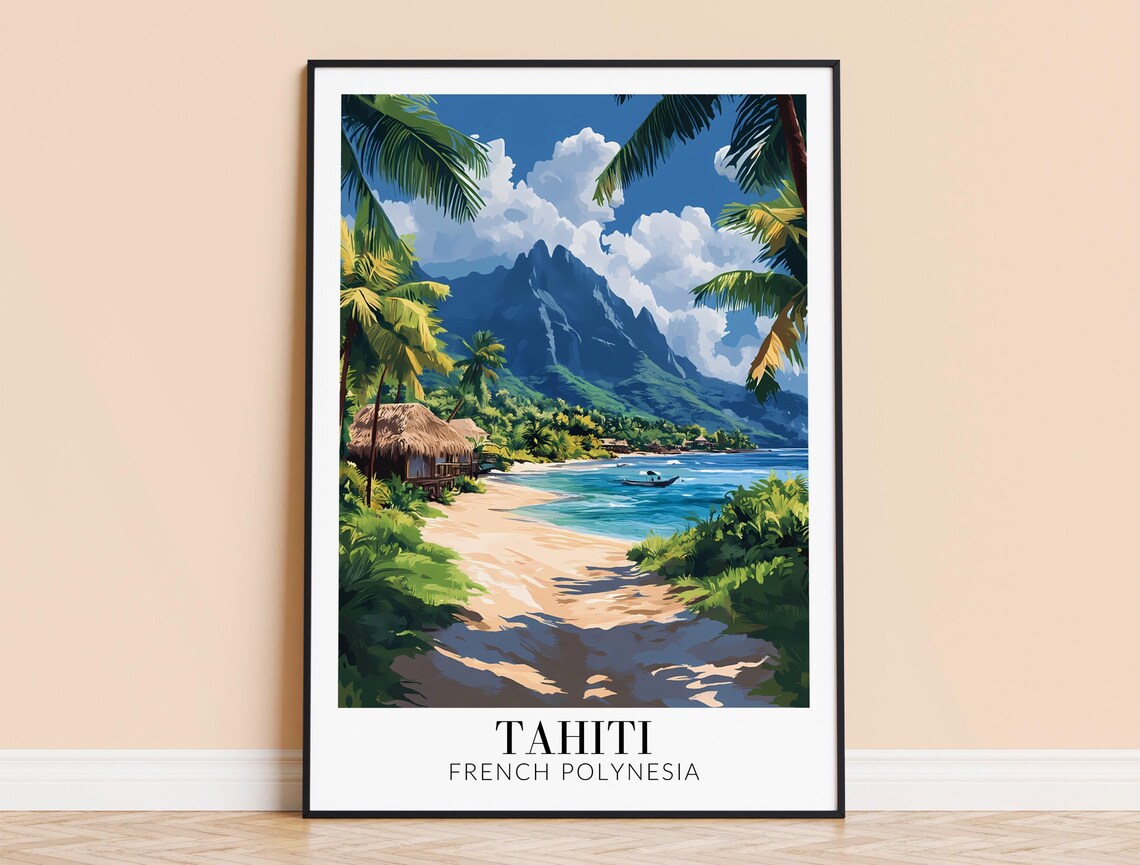 Tahiti French Polynesia Travel Poster, Home Decor