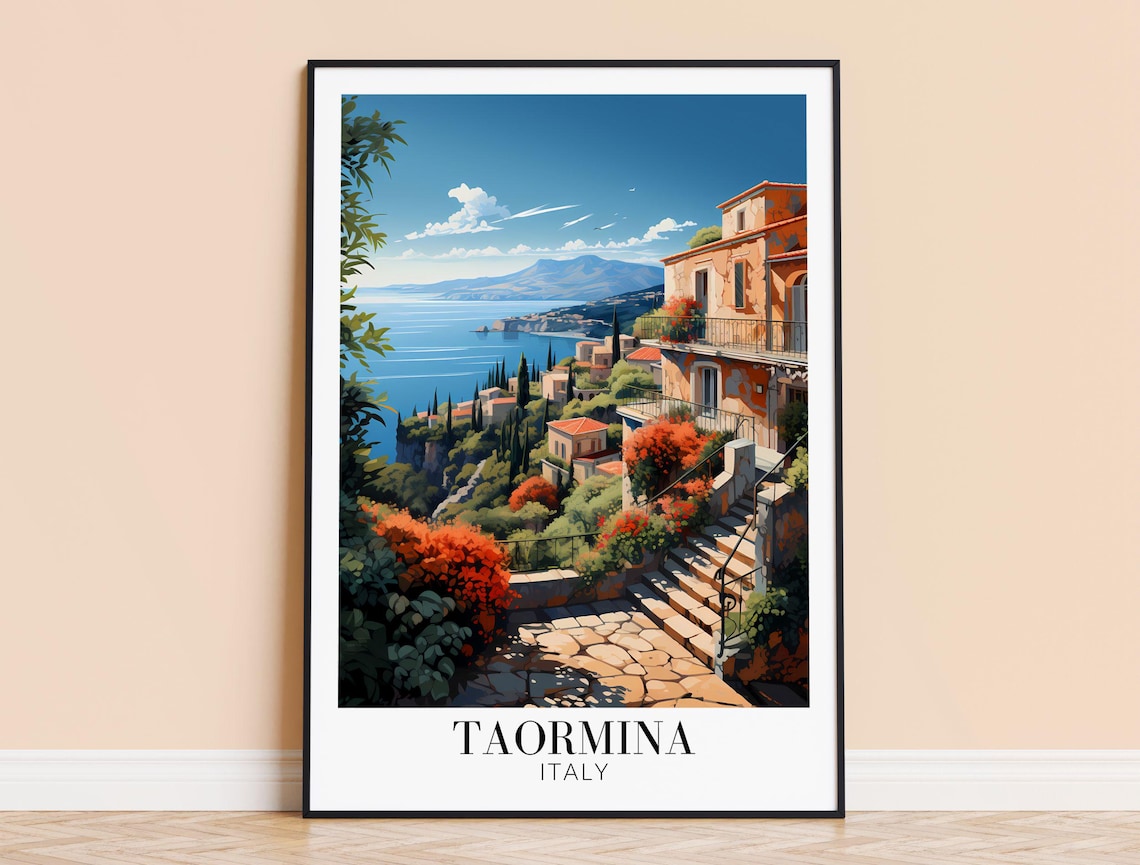 Taormina Travel Poster, Sicily Home Decor