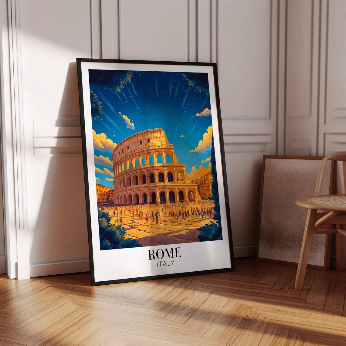 Rome Italy Colosseum Night Starry Golden Crowds Travel Poster - Image 4