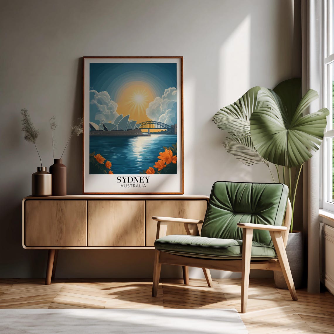 Sydney Opera House Sunrise Golden Harbour Water Reflection Poster - Image 3
