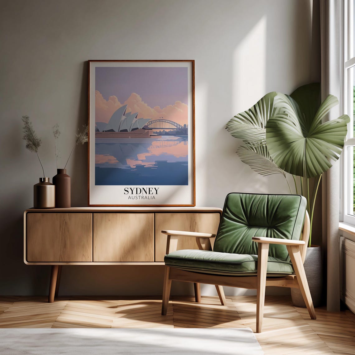 Sydney Opera House Harbour Bridge Lavender Sky Pastel Travel Poster - Image 3