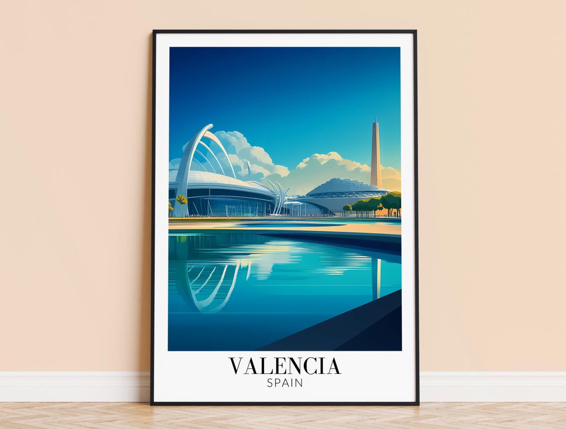 Valencia Spain City Of Arts And Sciences Waterfront Travel Poster