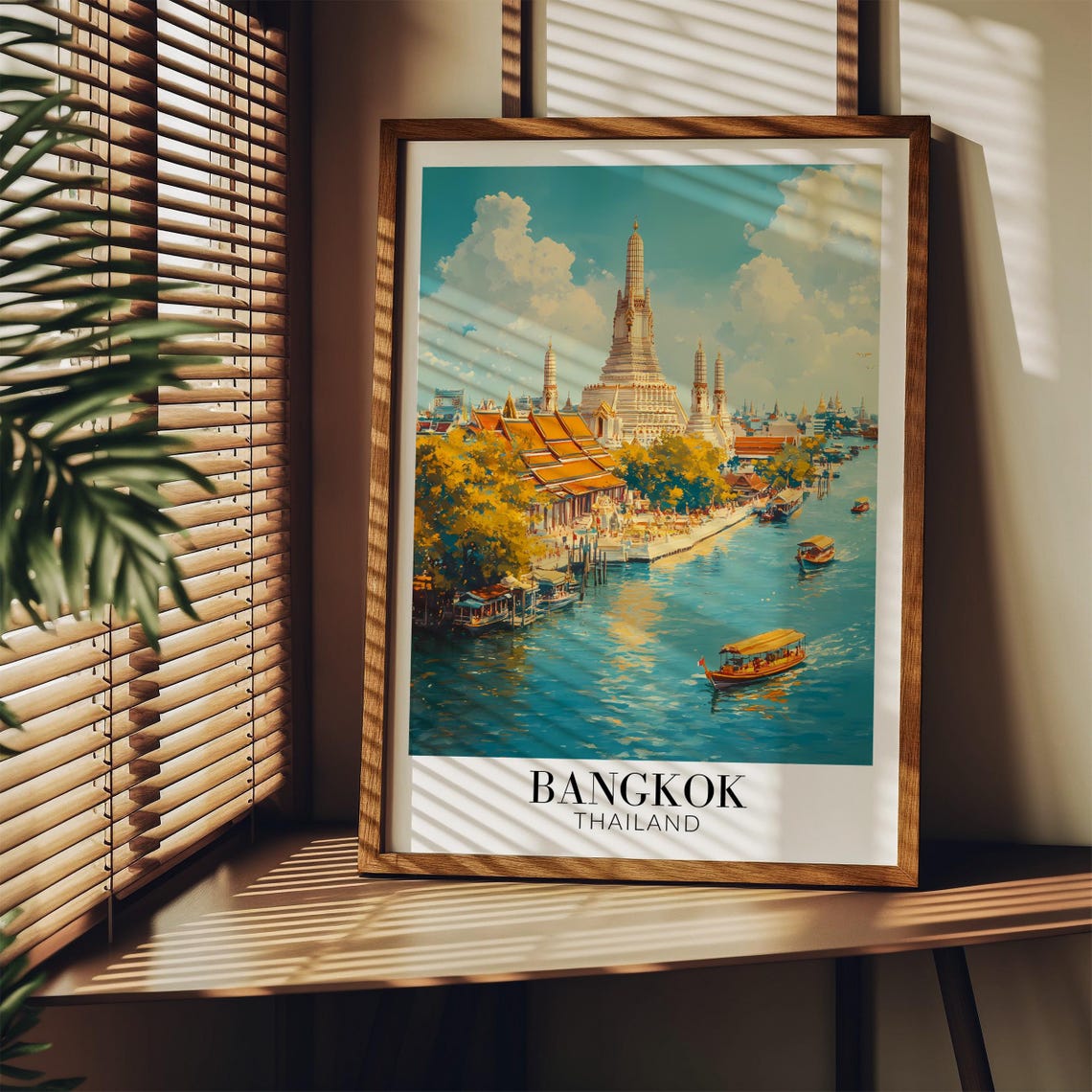 Bangkok Thailand Wat Arun and River Boats in Bright Daylight Poster - Image 3