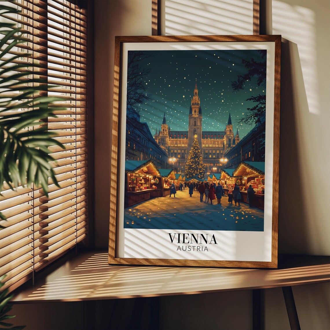 Vienna Christmas Market Print, Holiday Wall Art - Image 2