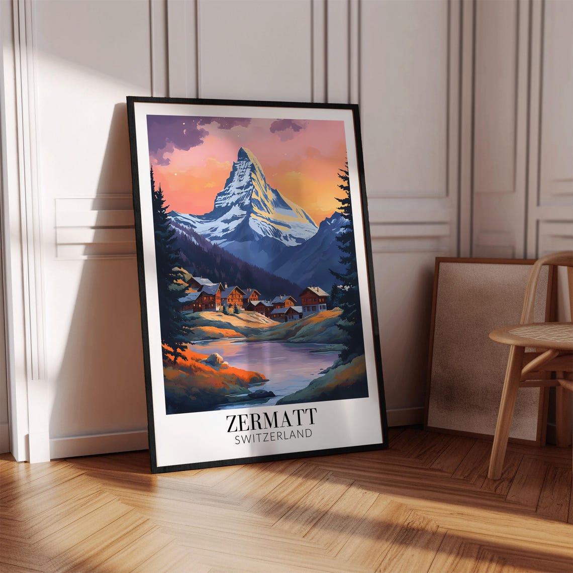 Zermatt Switzerland Matterhorn Sunset Over Alpine Lake Poster - Image 4