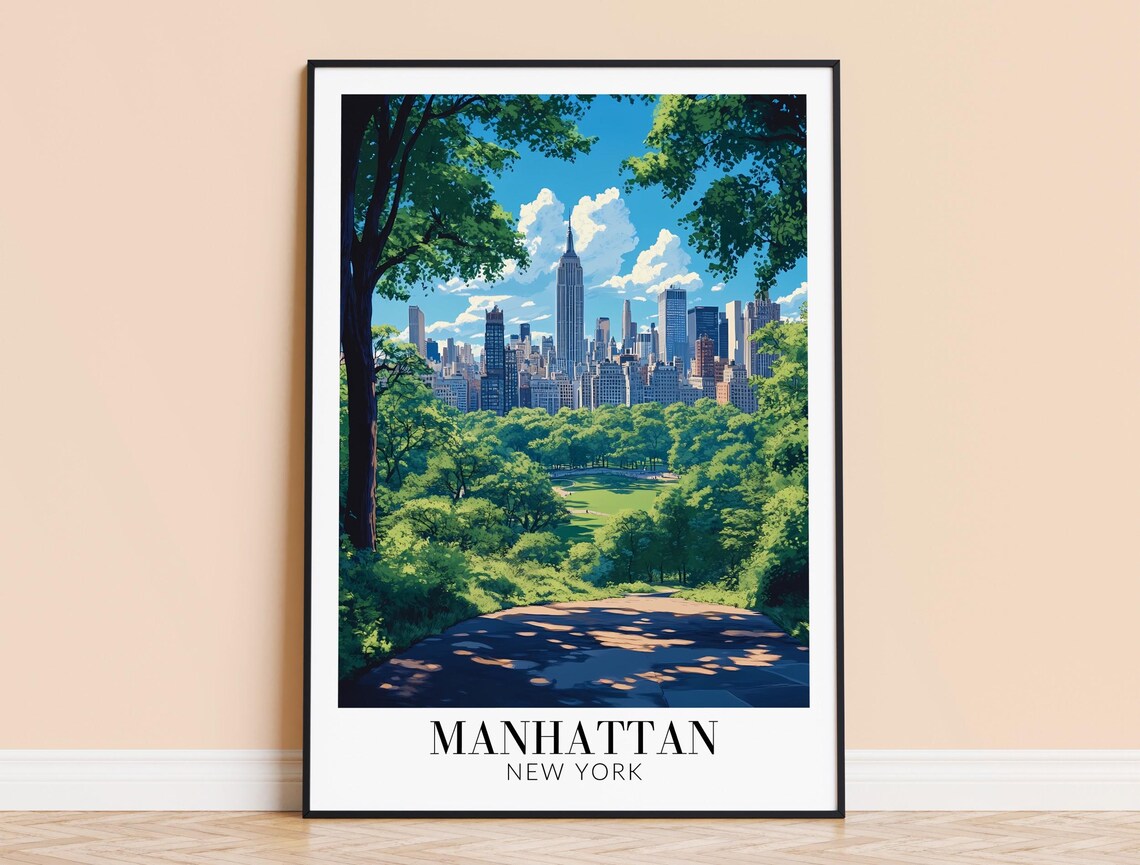 Manhattan New York Central Park Daytime City Skyline Art Poster