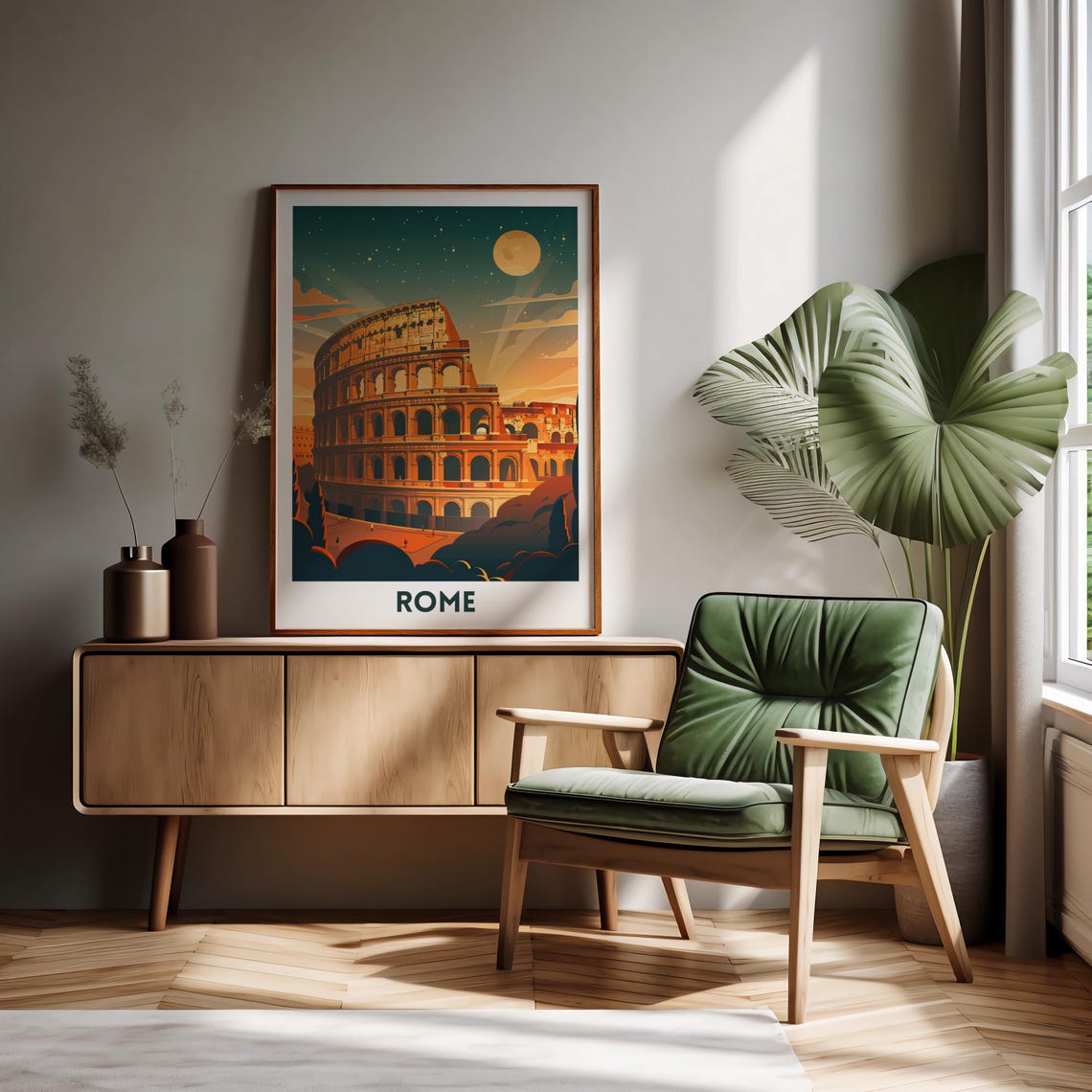 Rome Colosseum Glowing Moonlit Night Ancient Landmark Travel Poster - Image 4