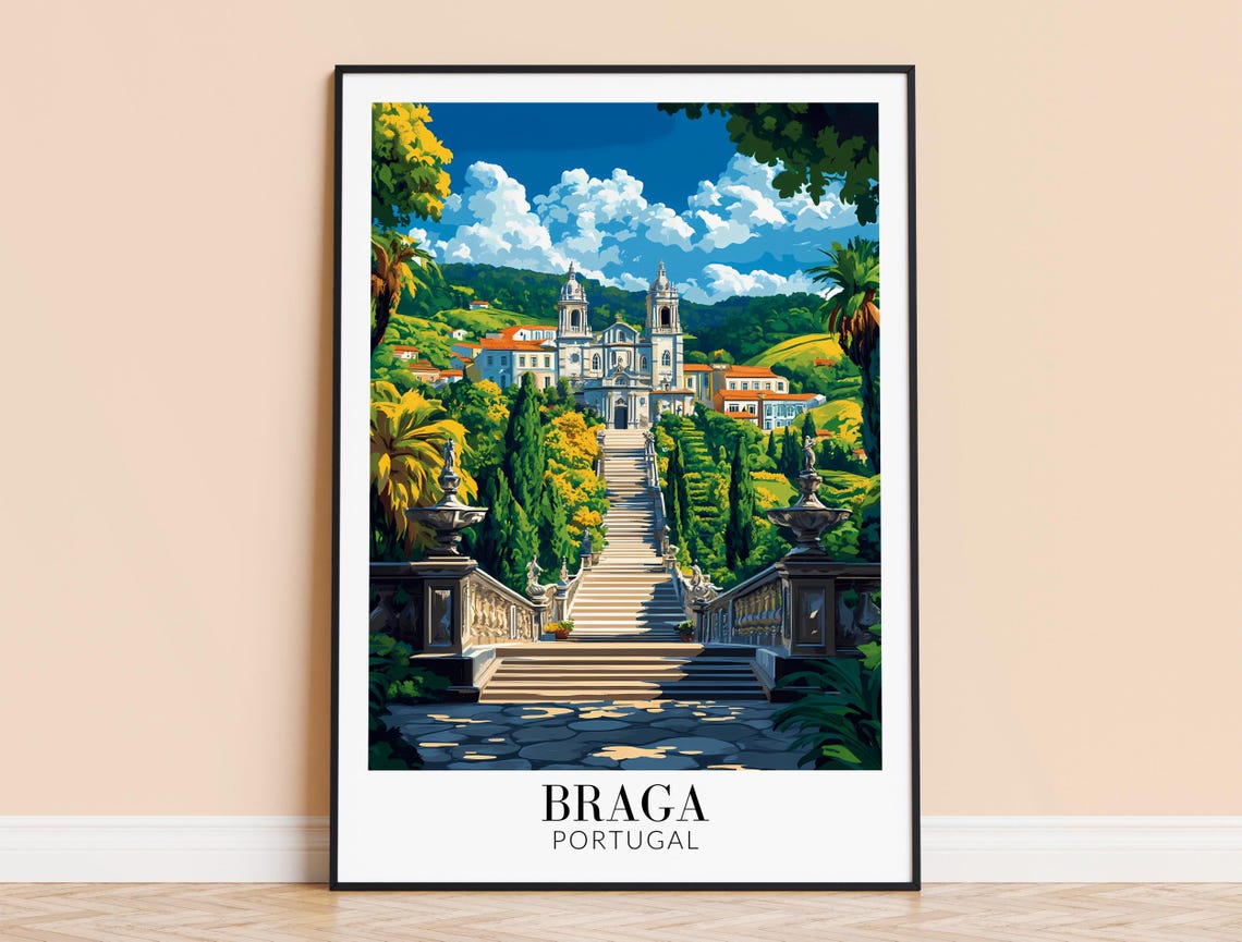 Braga Portugal Grand Baroque Staircase Sanctuary Garden Poster
