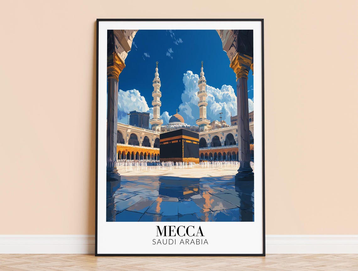 Mecca Saudi Arabia Kaaba Grand Mosque Islamic Travel Art Poster