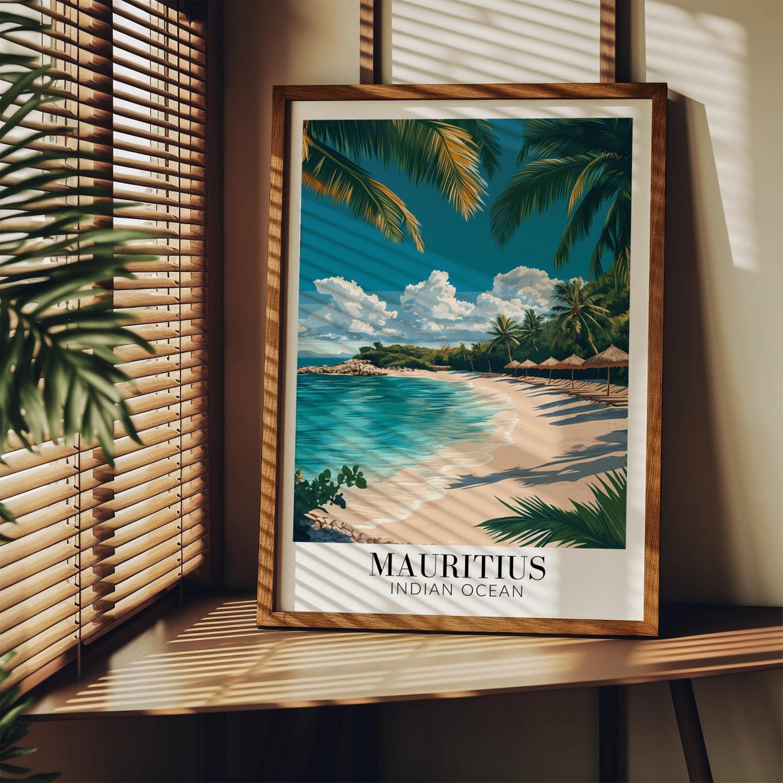 Mauritius Tropical Beach Palm Trees Paradise Shores Travel Poster - Image 4