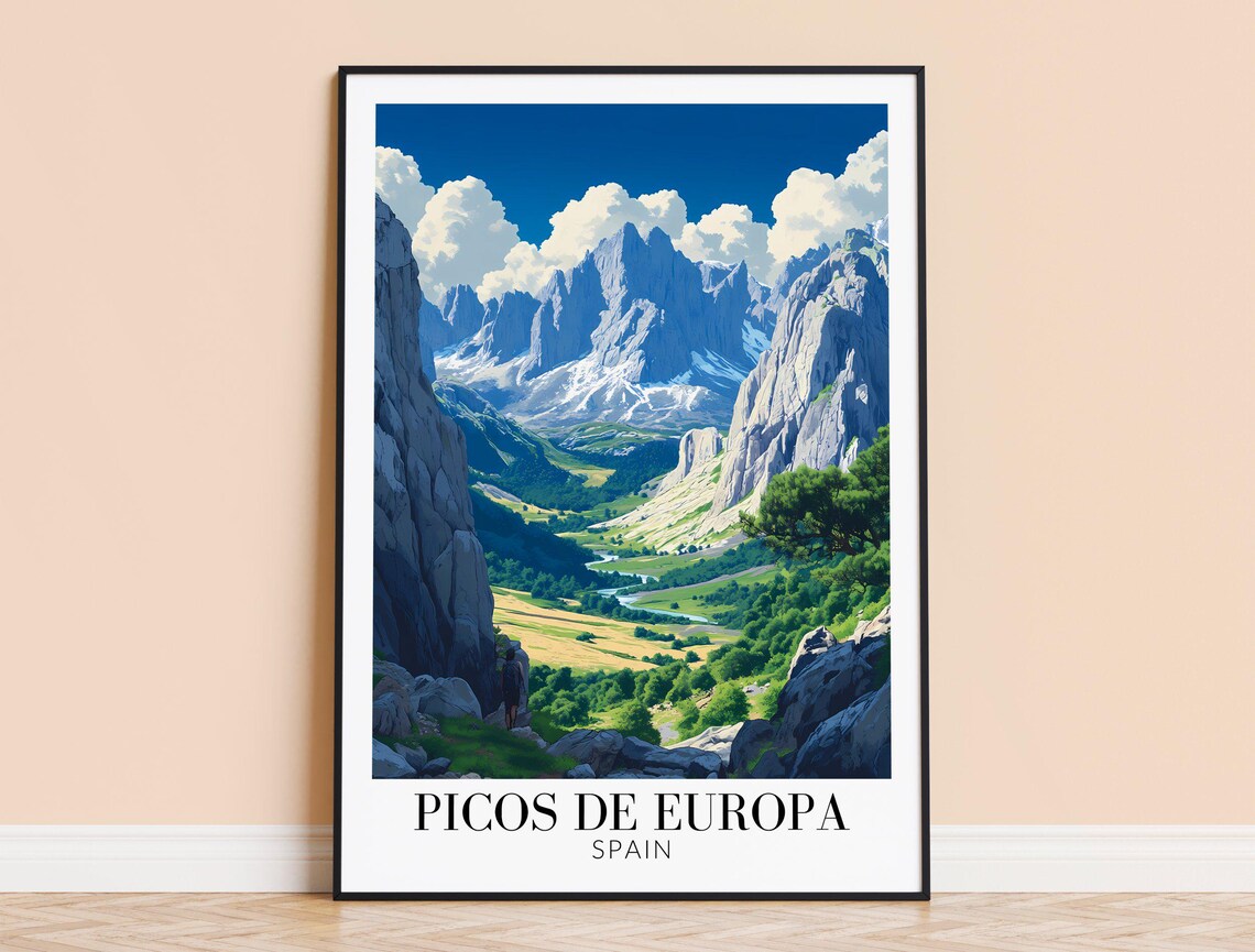 Picos De Europa Travel Poster, Cantabrian Mountains