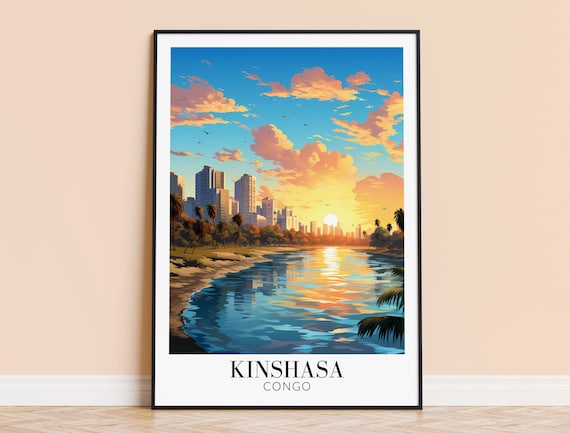 Kinshasa Print Dr Congo Travel Wall Art City Poster Framed Or Unframed Home Decor Wedding And Housewarming Gift Personalised