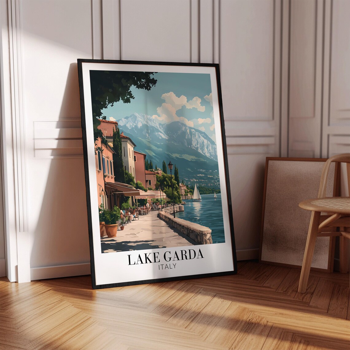 Lake Garda Italy Sunny Lakeside Promenade Vintage Travel Poster - Image 4