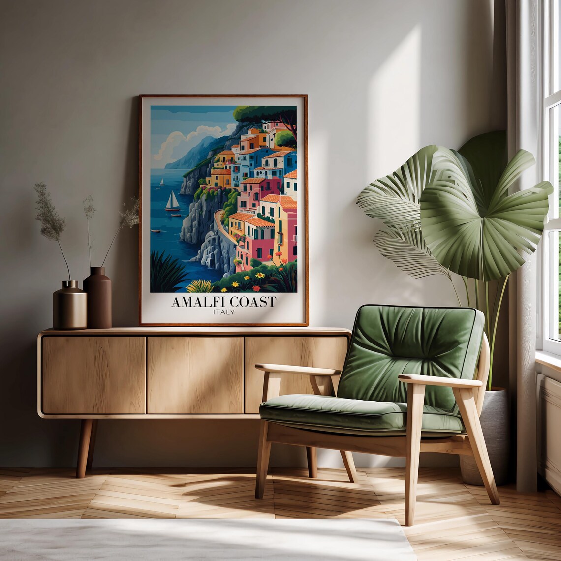Amalfi Coast Cliffside Village Colorful Houses Sea View Travel Poster - Image 2