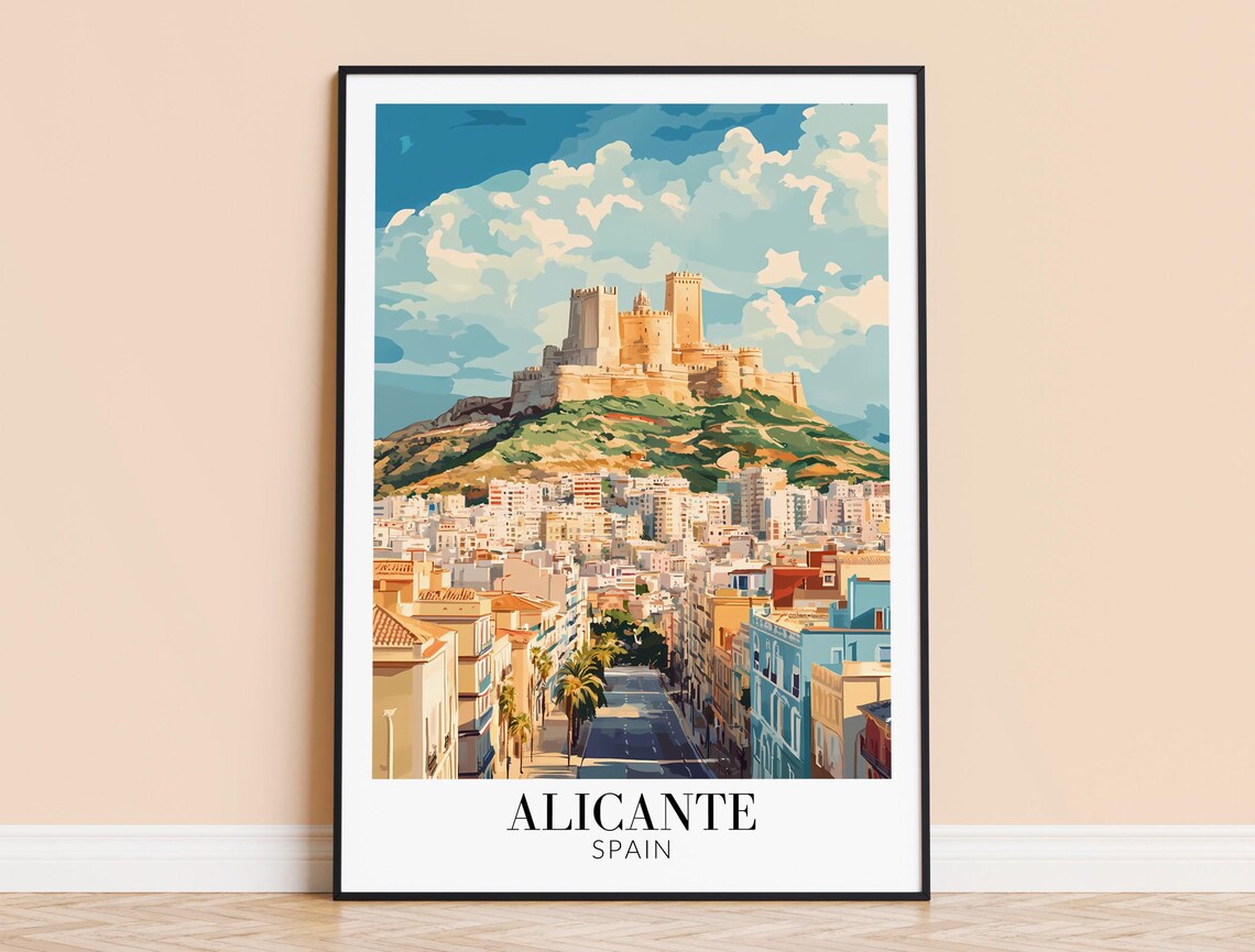 Alicante Spain Santa Barbara Castle Hilltop View Travel Poster