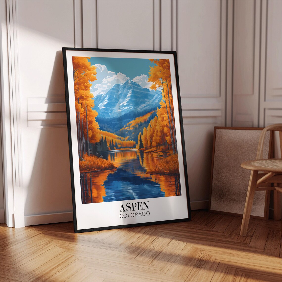 Aspen Colorado Golden Autumn Aspens Lake Reflection Travel Poster - Image 4