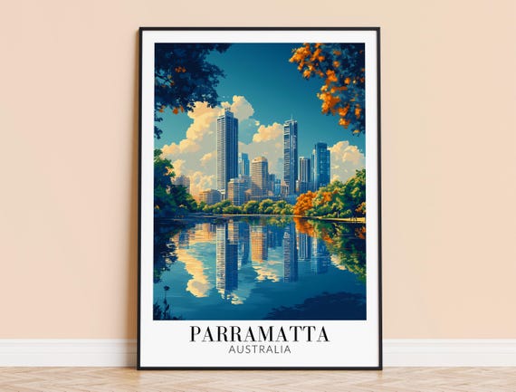 Parramatta Print Australia Wall Art Poster Sydney Travel Home Decor Wedding Housewarming Gift Framed Or Unframed Personalised